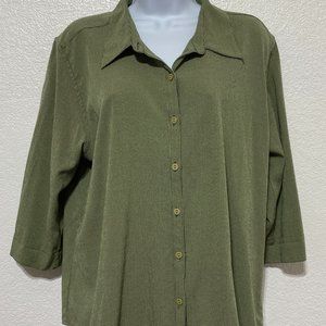 XL-Women's 1/2 Sleeve Light Green Blouse Button Down Design